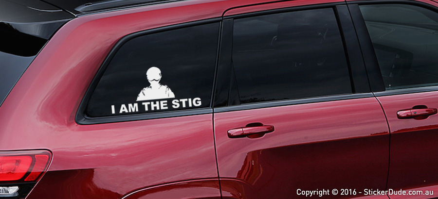 I Am The Stig Sticker | Worldwide Post | Range Of Sticker Colours