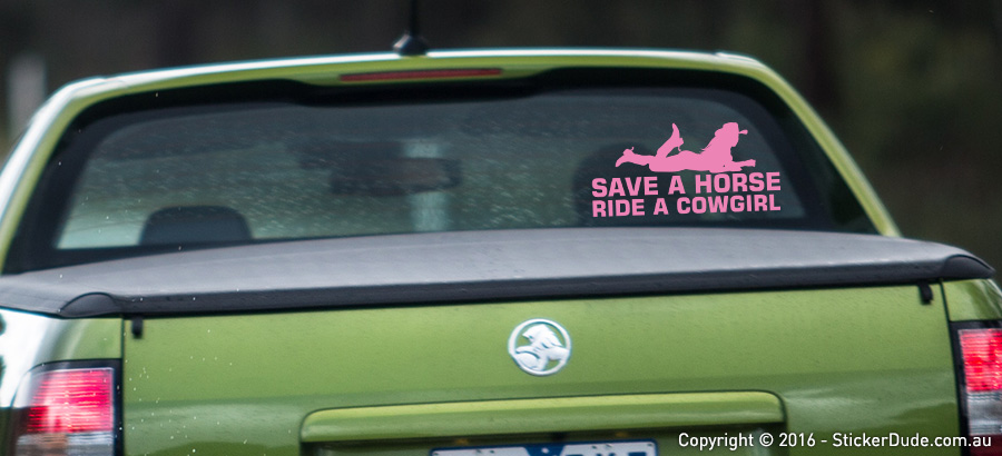 Save A Horse, Ride A Cowgirl Sticker | Worldwide Post | Range Of Sticker Colour