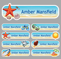 Beach Theme Personalised Name Labels
